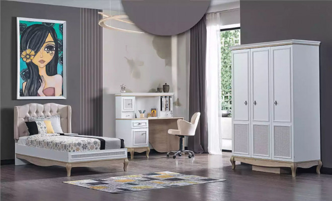 Holzbett Schlafzimmer Design Luxus Möbel Jugendzimmer Weiß Klassisch