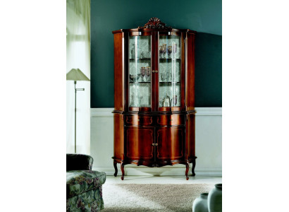 Italienische Luxus Holz Design Möbel Barock Stil Schrank Vitrine Braun Wohnzimmer Neu