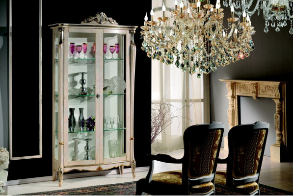 Design Möbel Holz Klassischer Barock Luxus Vitrine Schrank Regal Italienische Möbel Neu