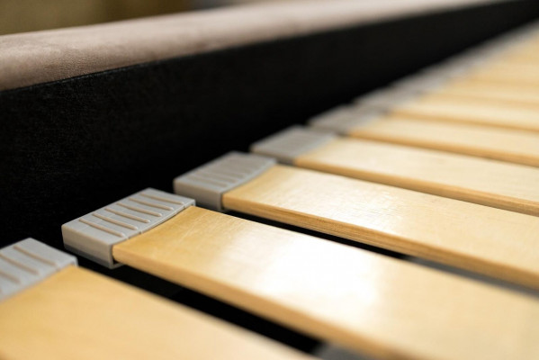 Bett Grau Doppelbett Modern Elegantes Bett Polster Stoff Schlafzimmer Modern Neu