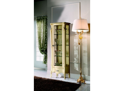 Klassische Möbel Italienische Möbel Holz Beige Vitrine Schicke Vitrineschrank Neu