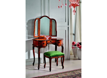 Italienische Möbel Holz 2tlg Luxus Schminktisch Hocker Barock Schlafzimmer Möbel