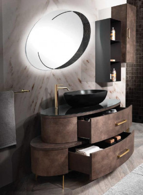 Design Badezimmer Möbel Bad 2 tlg. Set Garnitur Kommode Waschbecken Schwarz