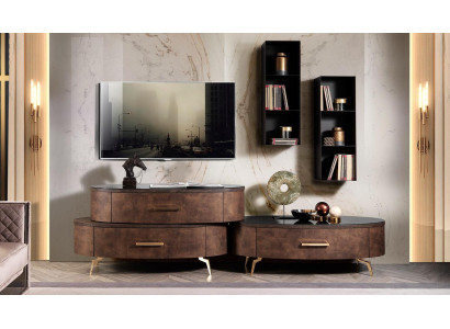 Design Wohnwand Sideboard rtv Lowboard Anrichte 4 tlg. Set Wandablage Neu