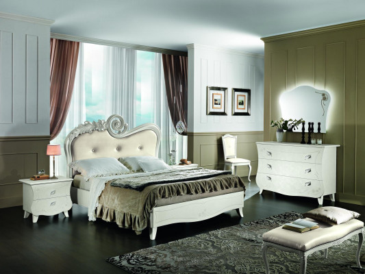 Klassisches Bett Luxus Betten Chesterfield Möbel Schlafzimmer Barock Hotel Stoff