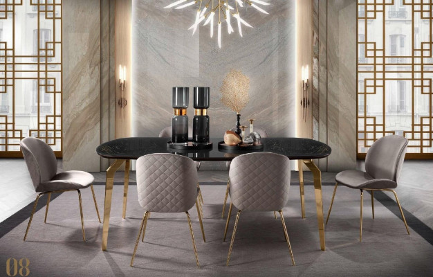 Esstisch Design Möbel Italien Luxus Esszimmer Tisch Esstische Marmor Edelstahl