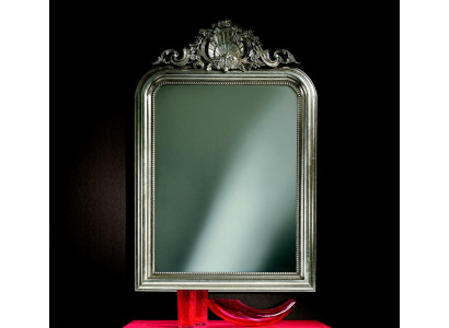 Klassischer Design Spiegel Wandspiegel Barock Rokoko Luxus Möbel Holz Rahmen Silber