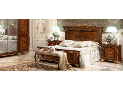 Schlafzimmer Barock Rokoko Holz Möbel Bett Polster Luxus Doppel Betten