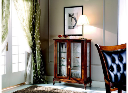 Designer Nicht Vitrine Holz Braun Anrichte Glas Türen Luxus Italienische Möbel