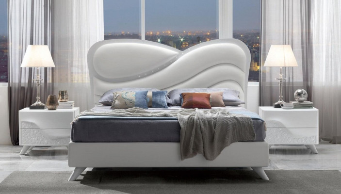 Doppelbett Bett Bettrahmen Bettgestelle Weiß Doppel Modern Luxus Italy Stil Neu