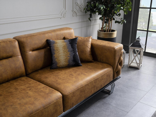 Sofagarnitur Komplette Sofa 31 Sitz Sessel Kunstleder Braun Set 2tlg