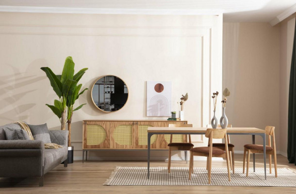 Sideboard mit Spiegel Anrichte Sideboards Holz Schrank Möbel Braun Neu