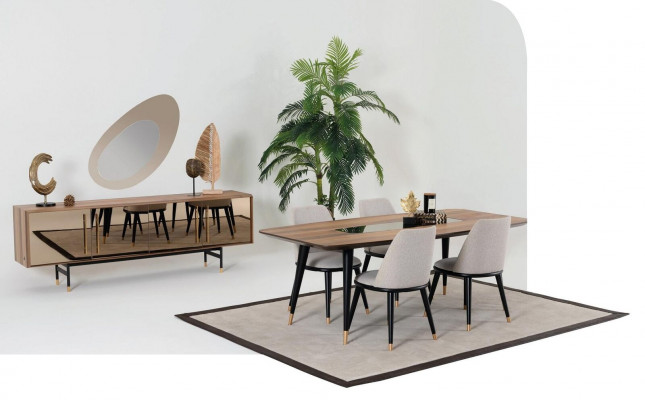 Esstisch 4 x Stühlen Esszimmer Set Essgruppe Holz Tisch 5tlg. Gruppe