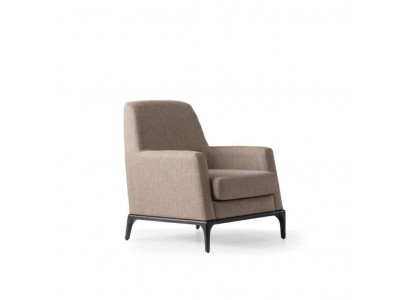 Wohnzimmer Sessel Design Couch Luxus Polster Modern Braun Holz Textil