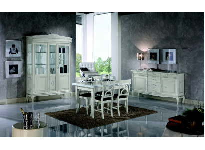Design Esszimmer Set Garnitur 7tlg Holz Möbel Kommode 4x Stuhl Tisch Vitrine Neu