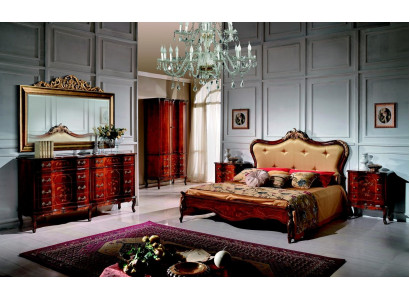 Set 3tlg. Schlafzimmer Garnitur Bett 2x Nachttisch Italienische Barock Möbel Neu