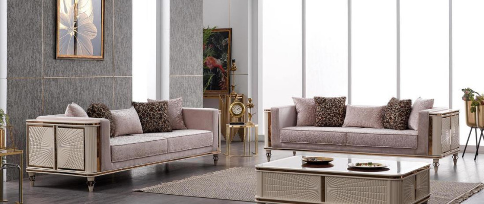 Sofa Couch Polster Möbel Designer Couchen 3+3 Sitzer Textil Big Sofas