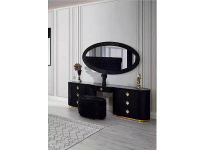 Ovaler Schminktisch Konsolentisch mit Hocker Schlafzimmer Tische Schminktische