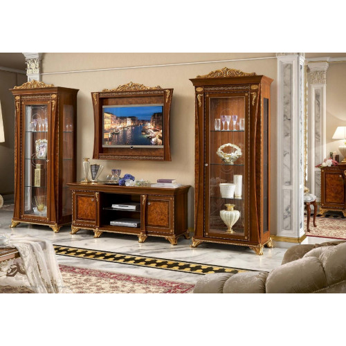 Tv Ständer Schrank Luxus Wohnwände Wohnzimmer Zeile Neu Set Vitrine Holz Möbel
