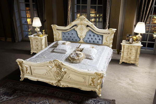 Bett Schlafzimmer Set Möbel Art déco Luxus Betten 2x Nachttisch 3tlg.