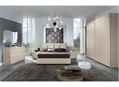 Luxus Set 6tlg. Schlafzimmer Bett Nachttisch Kommode Spiegel Kleiderschrank Neu