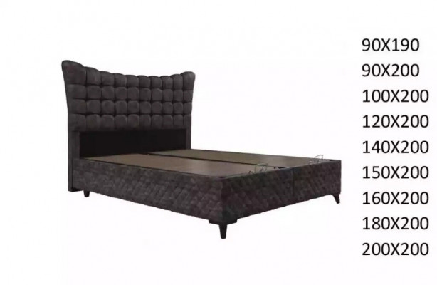Bett Boxspring Betten Luxus Doppelbett inkls. Matratze mit Caro Muster Grau