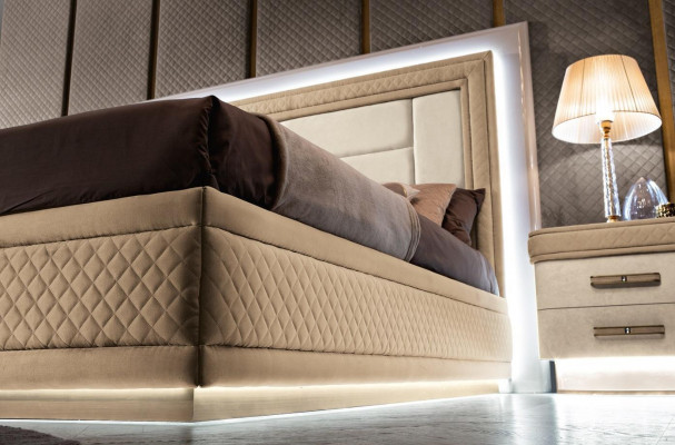 Schlafzimmermöbel Bett Massiv Beige Italienische Möbel Holz Doppelbett