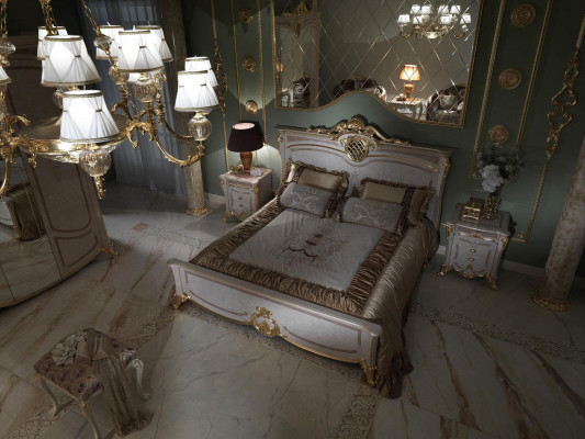 Schlafzimmermöbel-Set - Bett mit zwei Nachttischen in modernem Design
