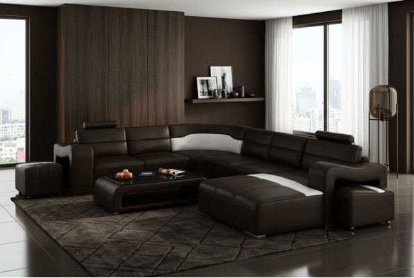 Ledersofa Couch Wohnlandschaft Ecksofa Eck Garnitur Design Modern Sofa