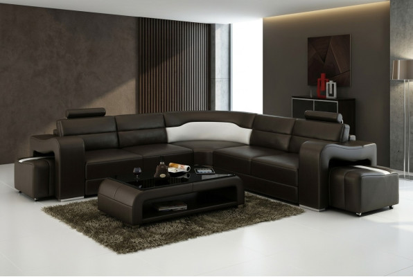 Ledersofa Couch Wohnlandschaft Ecksofa Eck Garnitur Design Modern Sofa F3008B