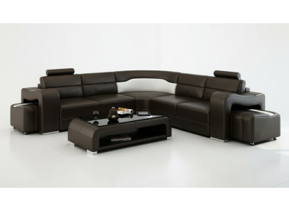 Ledersofa Couch Wohnlandschaft Ecksofa Eck Garnitur Design Modern Sofa F3008B