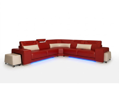 Ledersofa Couch Wohnlandschaft Ecksofa Eck Garnitur Design Modern Sofa F3011B