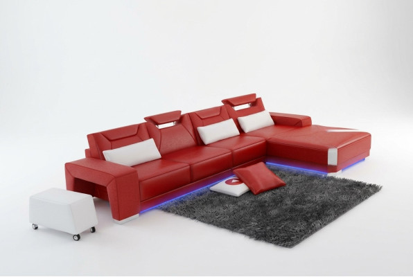 Ledersofa Couch Wohnlandschaft Ecksofa Eck Garnitur Design Modern Sofa F3011C