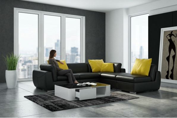 Ledersofa Couch Wohnlandschaft Ecksofa Eck Garnitur Design Modern Sofa F3014 neu