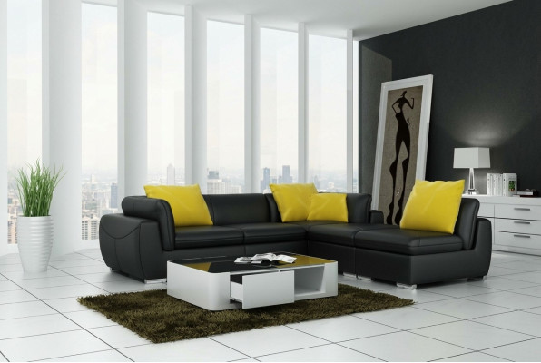 Ledersofa Couch Wohnlandschaft Ecksofa Eck Garnitur Design Modern Sofa F3014 neu
