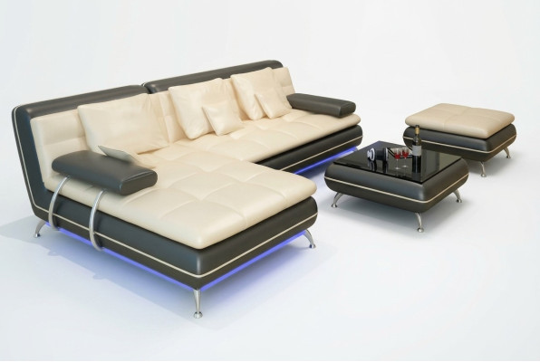 Ledersofa Couch Wohnlandschaft Ecksofa Eck Garnitur Design Modern Sofa Neu F3015