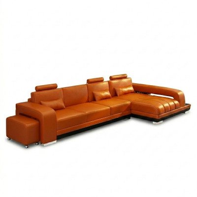 Ledersofa Couch Wohnlandschaft Ecksofa Eck Garnitur Design Modern Sofa F3017C
