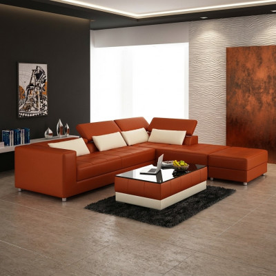 Ledersofa Couch Wohnlandschaft Ecksofa Eck Garnitur Design Modern Sofa F3018