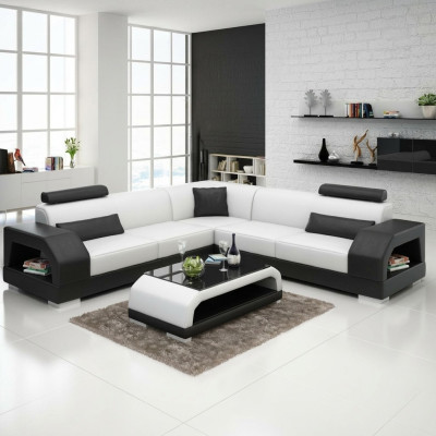 Ledersofa Couch Wohnlandschaft Ecksofa Eck Garnitur Design Modern Sofa G8001B