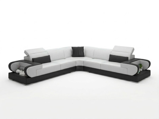 Ledersofa Couch Wohnlandschaft Ecksofa Eck Garnitur Design Modern Sofa G8002B