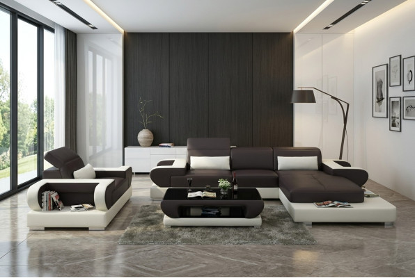 Design XXL Big Sofa Ecksofa Ledersofa Couch Sessel Polster Wohnlandschaft G8002E