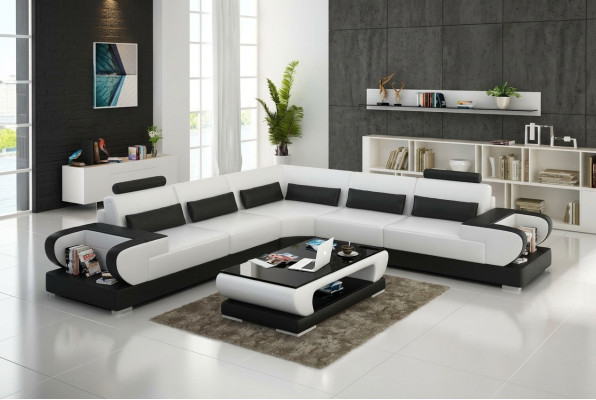 Ledersofa Couch Wohnlandschaft Ecksofa Eck Garnitur Design Modern Sofa G8003B