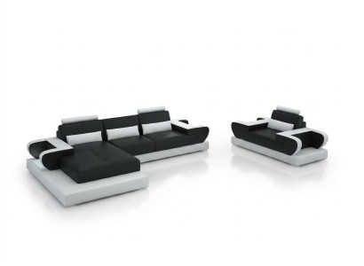 Design XXL Big Sofa Ecksofa Ledersofa Couch Polster Ecke Wohnlandschaft G8003E