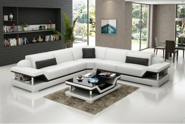Ledersofa Couch Wohnlandschaft Ecksofa Eck Garnitur Design Modern Sofa G8004B