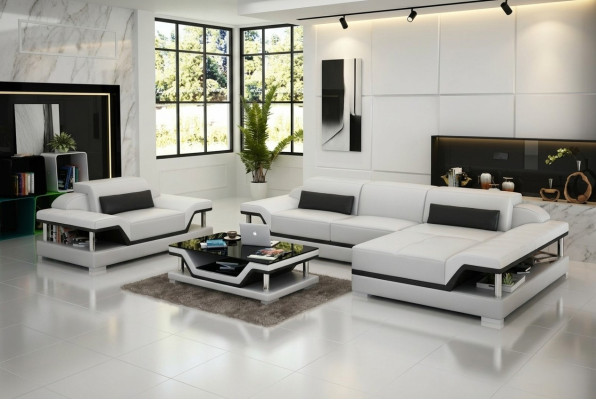 Design Ledersofa Sofa Couch Polster Eck Wohnlandschaft Garnitur Sofas Neu G8004F