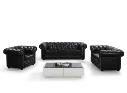 Chesterfield Design Luxus Polster Sofa Couch Sitz Garnitur Leder 3 Sitzer #606