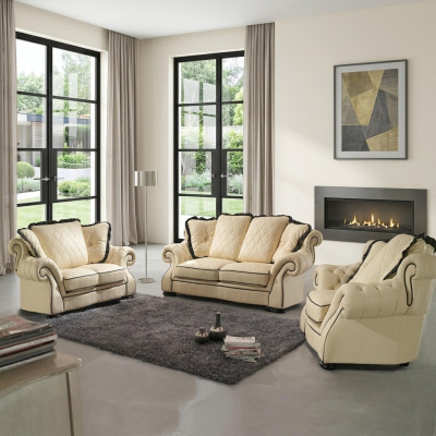 Klassische Leder Sofa Couch Sofagarnitur Sofas Couchen Garnituren Polster 3+2
