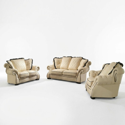 Klassische Leder Sofa Couch Sofagarnitur Sofas Couchen Garnituren Polster 3+2