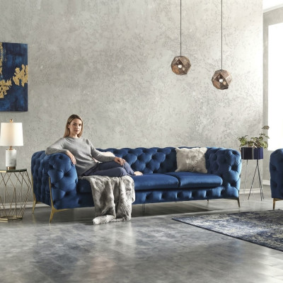 Chesterfield Edle Designer Couch Polster Stoff Textil Samt Sofa Luxus Couchen