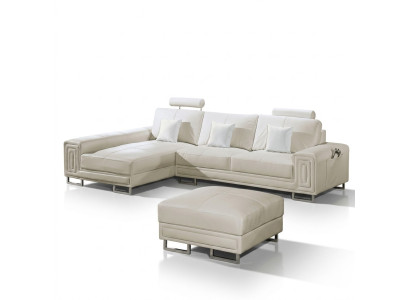 Ledersofa Sofa Couch Polster Eck Garnitur 190x334cm Wohnlandschaft L Form 2055